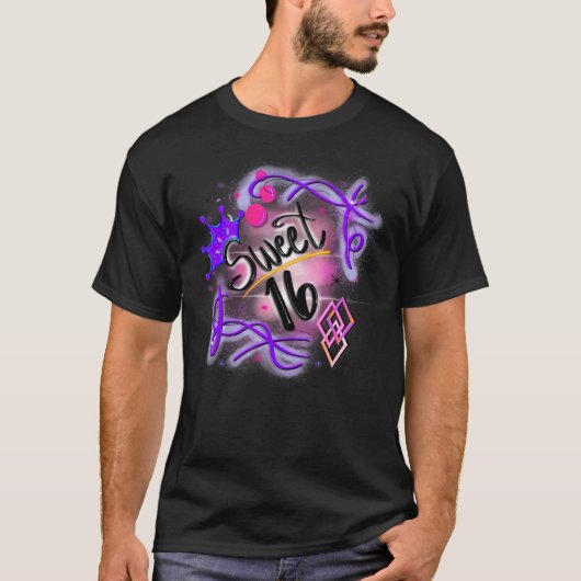 Cute16th Birthday Airborstel Graffiti Retro T-shirt (Voorkant)