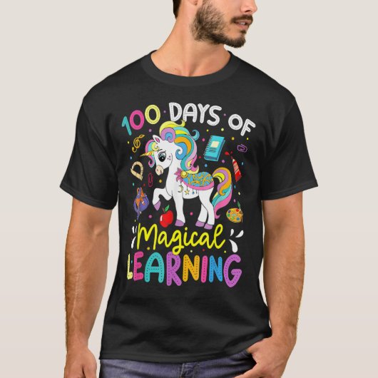 Cute 100 dagen Magical Learning 100th Day School T-shirt (Voorkant)