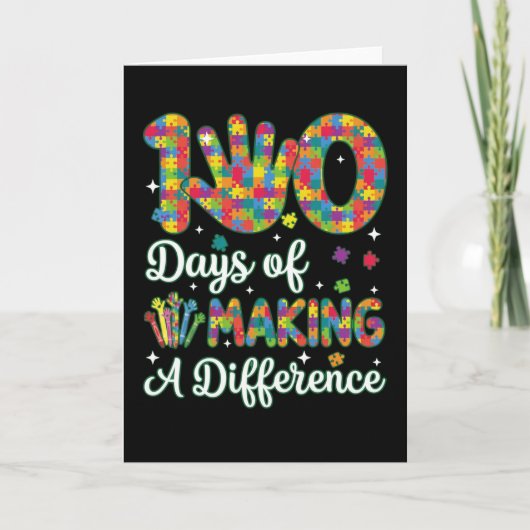 Cute 100 Days Making A Difference Puzzle Inclusion Kaart (Voorkant)