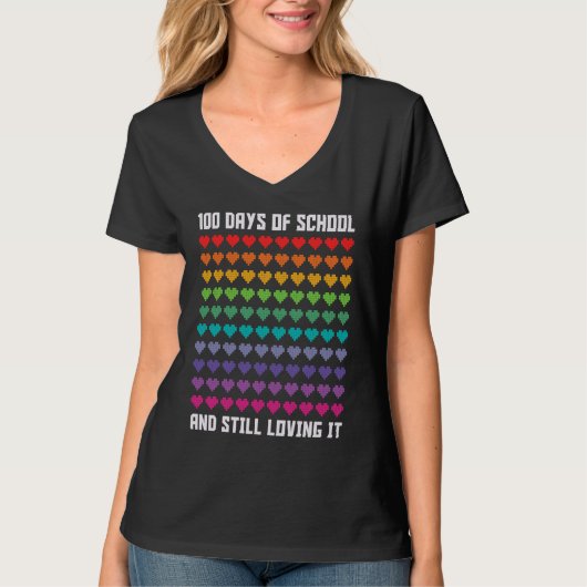 Cute 100 Days of school and still loving it Hearts T-shirt (Voorkant)