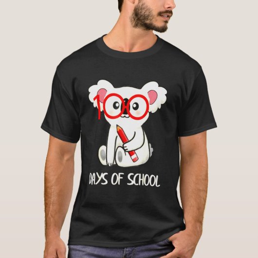Cute 100 Days Of School Koala Animal Student Teach T-shirt (Voorkant)