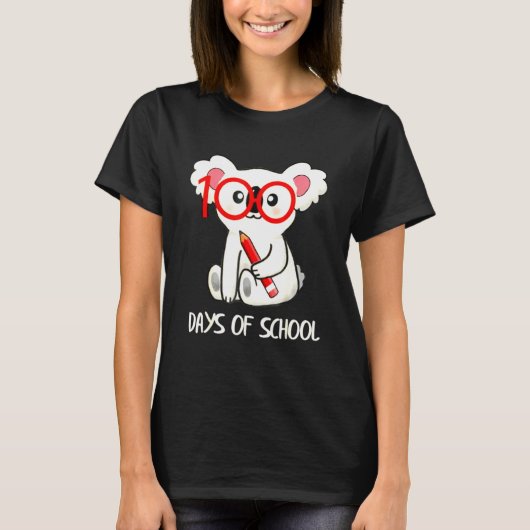 Cute 100 Days Of School Koala Animal Student Teach T-shirt (Voorkant)