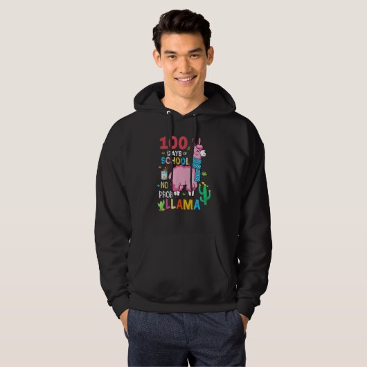 Cute 100 Days Of School No Prob-llama Llama Teache Hoodie (Voorkant volledig)
