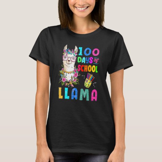 Cute 100 Days of School No Probllama Llama Back To T-shirt (Voorkant)