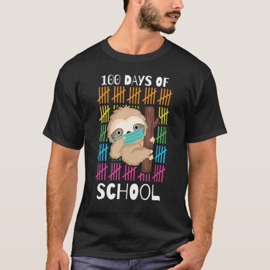 Cute 100 Days Of School Sloth Face Mask Virtual Te T-shirt (Voorkant)