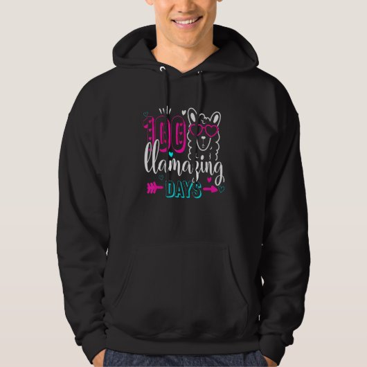 Cute 100 Llamazing Days Llama 100th Day Teacher Ki Hoodie (Voorkant)