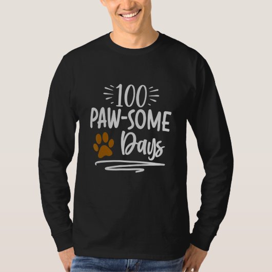Cute 100 Paw-some Days 100th Day Of School Teacher T-shirt (Voorkant)