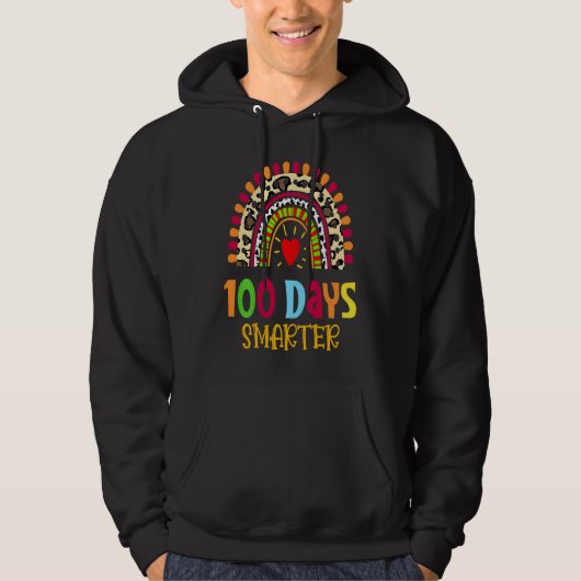 Cute 100th Day of School 100 Days Smarter Rainbow Hoodie (Voorkant)