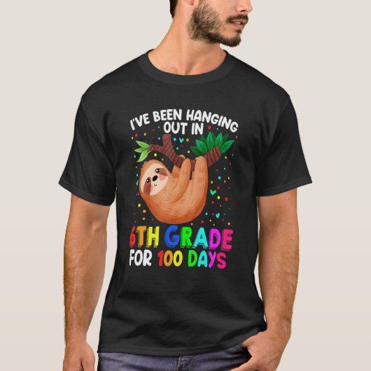 Cute 100th Day of School Sloth - 6th Grade 100 Day T-shirt (Voorkant)