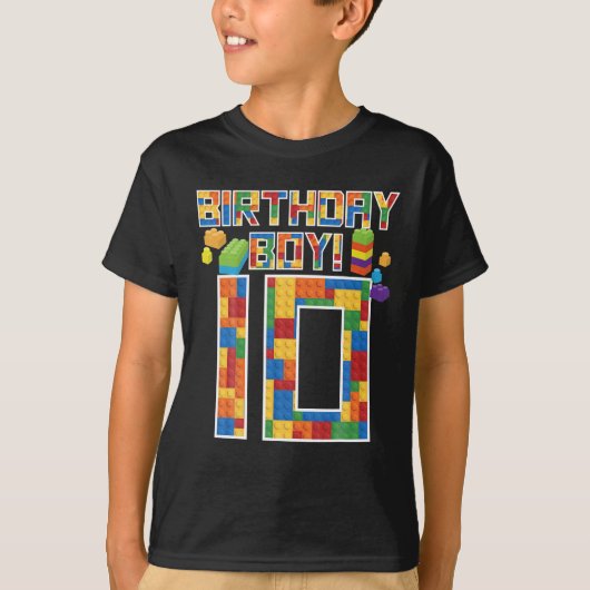 Cute 10th Birthday Gift 10 Years Old Block T-shirt (Voorkant)