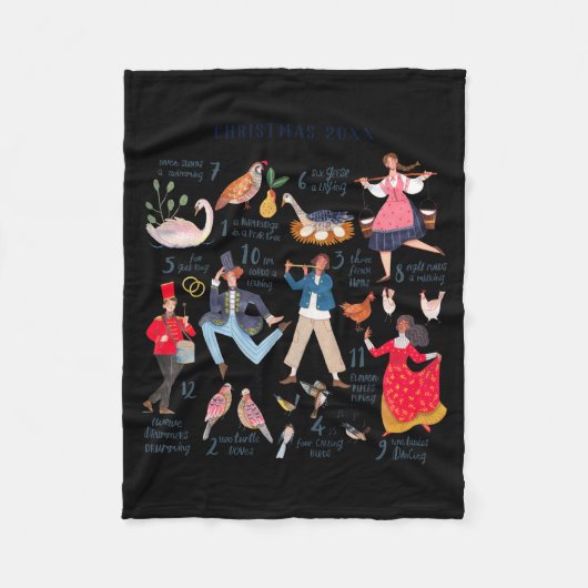 Cute 12 Days Of Christmas Clic Traditional  Fleece Deken (Voorkant)