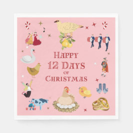 Cute 12 Days of Christmas Vintage Midcentury Servet