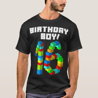 Cute 16th Birthday Gift 16 Years Old Block Buildin T-shirt