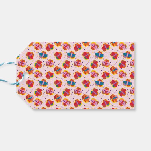 Cute 1960s-stijl butterflies gift label cadeaulabel (Achterkant Horizontaal)