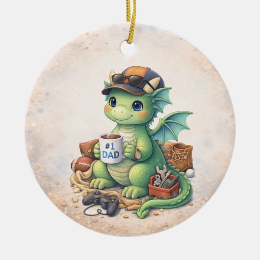 Cute #1 Dad Dragon Christmas Ornament (Voorkant)