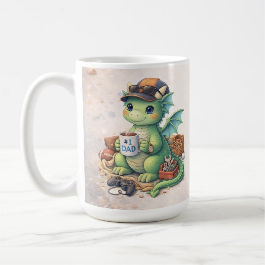 Cute #1 Dad Dragon Coffee Mug Koffiemok (Links)