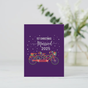 Cute 1e kerst getrouwd 2025 Tandem fiets Briefkaart