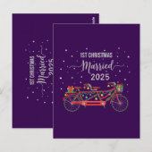 Cute 1e kerst getrouwd 2025 Tandem fiets Briefkaart (Voorkant / Achterkant)