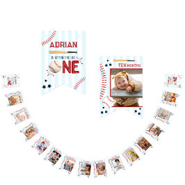 Cute 1e verjaardag 12 maanden foto mijlpaal slinge vlaggetjes