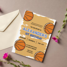 Cute 1e verjaardag basketball feest uitnodiging