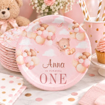 Cute 1e verjaardag teddybeer baby verjaardag roze