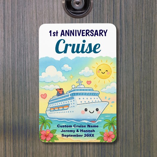 Cute 1st Anniversary Cruise Stateroom Cabin Door Magneet