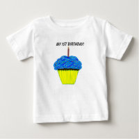 Cute 1st Birthday Blue Cupcake Baby T-Shirt