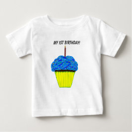 Cute 1st Birthday Blue Cupcake Baby T-Shirt