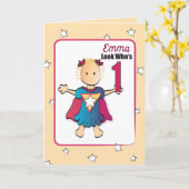 Cute 1st Birthday Kaart voor Super Girl (Gele Bloem)
