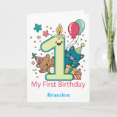 Cute 1st Birthday Panda Personalized Kaart (Voorkant)
