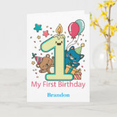 Cute 1st Birthday Panda Personalized Kaart (Gele Bloem)