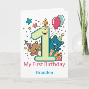 Cute 1st Birthday Panda Personalized Kaart
