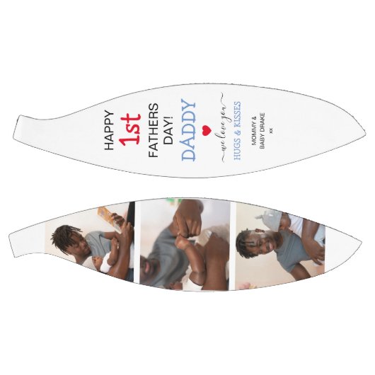 Cute 1st Fathers Day Dad Photo Collage Basketbal (Panelen)