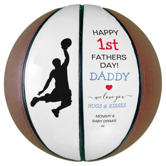 Cute 1st Fathers Day | Papa Basketball Basketbal (Verticaal)