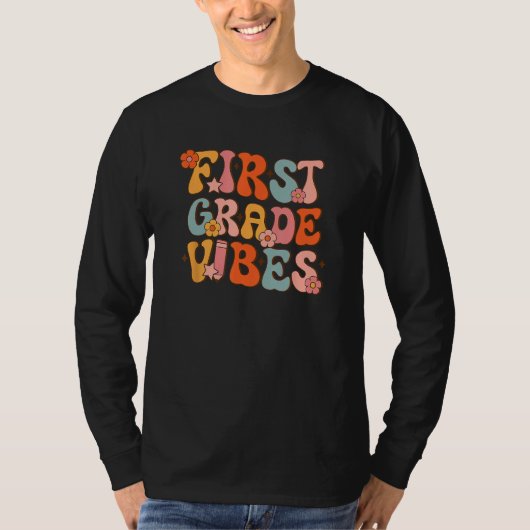 Cute 1st Grade Vibes Back To School Retro First Gr T-shirt (Voorkant)