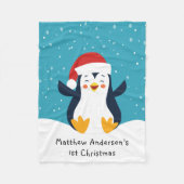 Cute 1st Kerstmis Penguin Fleece Blanket (Voorkant)