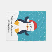Cute 1st Kerstmis Penguin Fleece Blanket Deken (Voorkant (Horizontaal))