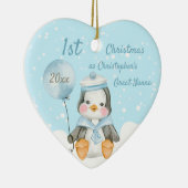 Cute 1st Kerstmis Penguin Great Grandouders Blue Keramisch Ornament (Rechts)