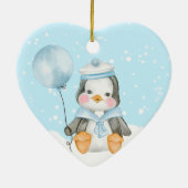 Cute 1st Kerstmis Penguin Great Grandouders Blue Keramisch Ornament (Achterkant)