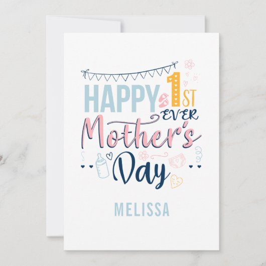 Cute 1st Moederdag Personalized Feestdagenkaart (Voorkant)