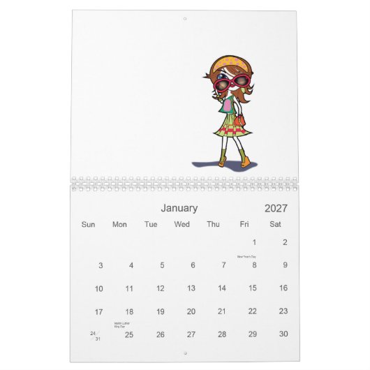 Cute 2012 kalender (Jan 2027)