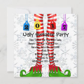 Cute 2017 Elf Stocking Ugly Sweater Party Invite Kaart (Voorkant)