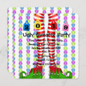 Cute 2019 Elf Stocking Chritmas Party Invite Kaart (Voorkant / Achterkant)