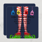 Cute 2019 Elf Stocking Chritmas Party Invite Kaart (Voorkant / Achterkant)