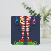 Cute 2019 Elf Stocking Chritmas Party Invite Kaart (Staand voorkant)