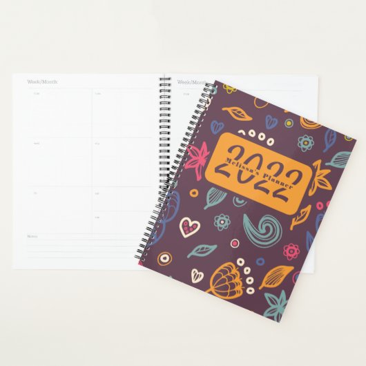 Cute 2022 Botanical Pattern Personalized Planner (Display)