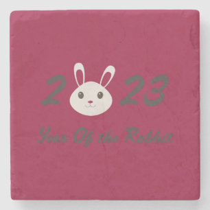 Cute 2023 Year of the Rabbit Stenen Onderzetter