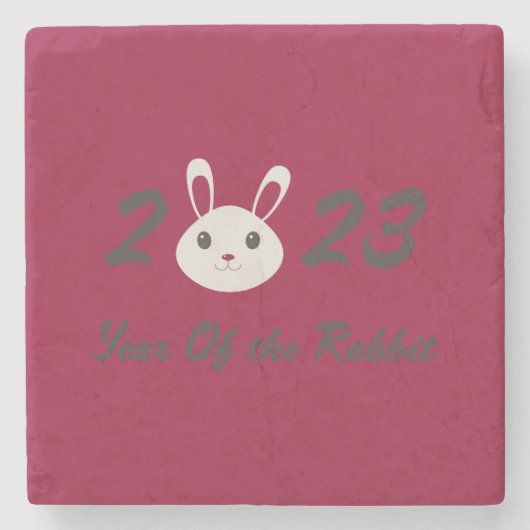 Cute 2023 Year of the Rabbit Stenen Onderzetter (Voorkant)