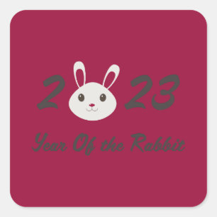 Cute 2023 Year of the Rabbit Vierkante Sticker