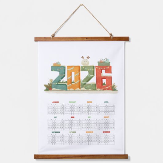 Cute 2026 New Year's Eve Party Festive Tapestry Hangend Wandkleed (Voorkant)